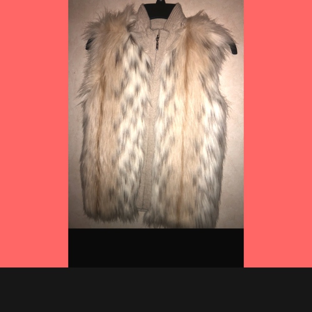 Mayoral feaux fur cable knit vest